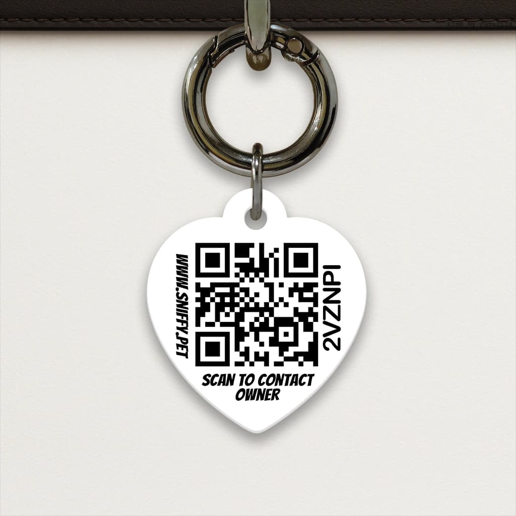 Image of the back of a SNIFFY tag in the heart shape